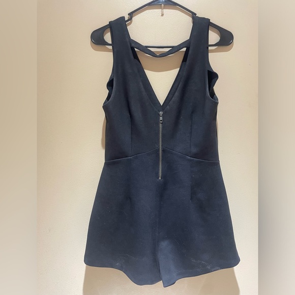 FREE PEOPLE Black Moonlight Romper Faux Leather, Coated Knit, Size 4 - Picture 3 of 5